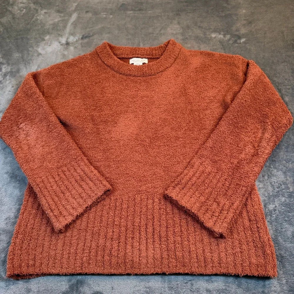Rachel Zoe Boucle Knit Sweater Womens Small Rust Orange‎ Crewneck Relaxed Fit